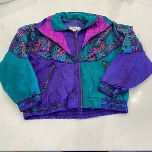 Vintage 1980s J Gallery Purple and‎ Green Light Jacket Size Medium